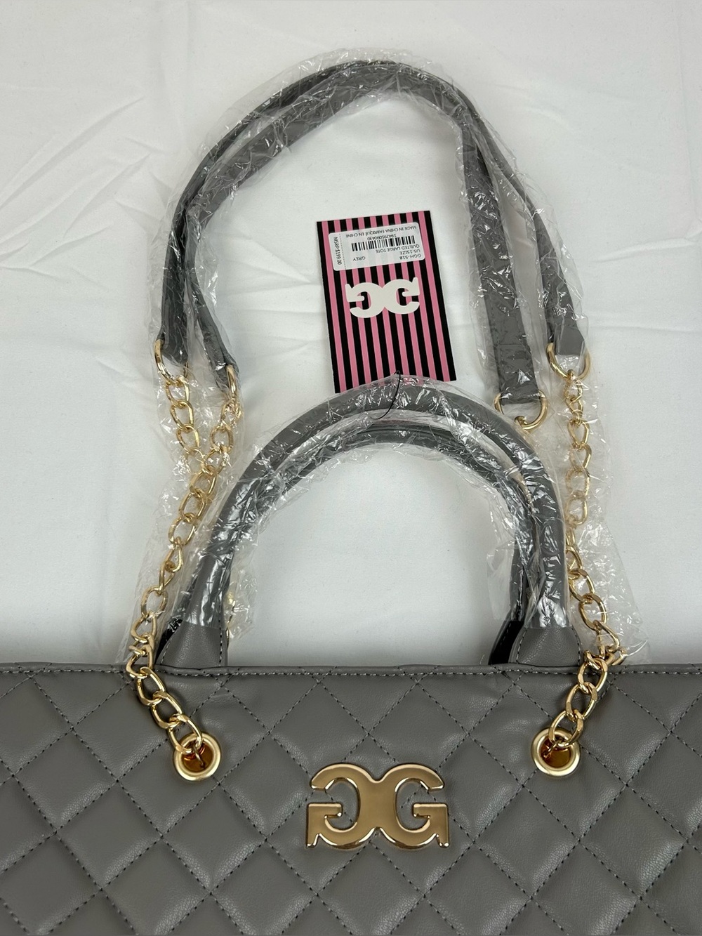 *NEW* Gilda Paris Large Quilted Tote Satchel Grey - Picture 5 of 15
